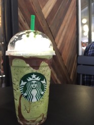 Green Tea Frappuccino added chocolate chip at Starbucks